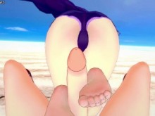 ¡Raiden Shogun te hace una paja con los pies en la playa! Pies de impacto Genshin POV