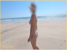 Exhibicionista Esposa Playa Voyeur 4k | Completamente desnudo | Esposa lo hace