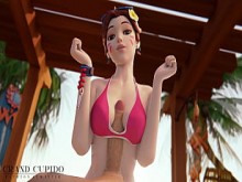 Dva usa sus tetas mágicas en la playa