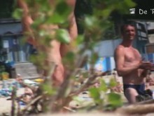 Sexy nudista morena playa oculta video