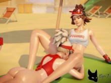 Kiriko y Mercy en la playa