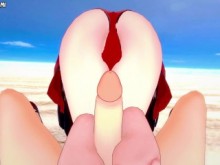 ¡Todas las chicas de Kakegurui te hacen un episodio de playa POV hentai con una paja con los pies!