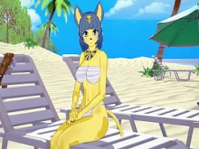 Ankha de Animal Crossing es follada en la playa