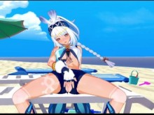 Mualani se toca los dedos en la playa (Genshin Impact Hentai Animación 3d)