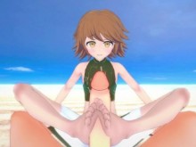 Chihiro de Danganronpa te da un trabajo de pie en la playa Hentai Pov