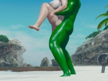 Hulk aplasta al coño de las chicas ardillas en la playa