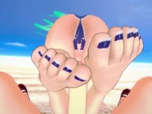 Yamato de una pieza te da un trabajo de pie en la playa Hentai Pov