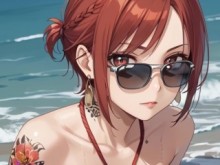 Public Beach Photo Shooting - Anime pelirroja