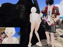 VR Hentai av, el chico japonés se follan el culo en la playa