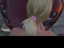 ¡Tracey grueso y curvilíneo culo astuto con Trevor en su GT en la playa parte 2! GTA Free Porn