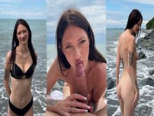 Un hermoso extraño no se negó a caminar desnudo, y se ofreció a follar a sí misma en la playa | Lolitocka