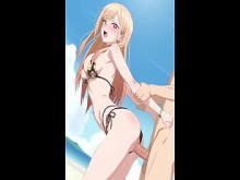 Kitagawa Marin follada en la playa