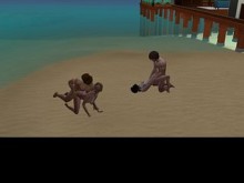 ¡Engañando a nuestras esposas con hermanastras en una casa en la playa!