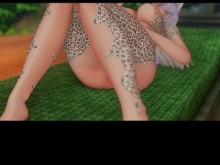 Chica de cuerpo perfecto en bikini se masturba en la playa~