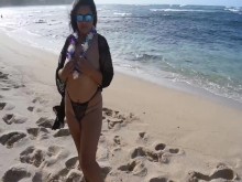 BTS de mi sesión de fotos de OF en la playa nudista en público.