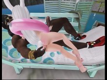Second Life - Falara se divierte interracial en la playa