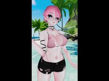 ????Linda chica tiene un viaje divertido a la playa????