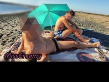 Francés Profesora Mamada Estudiante Toro Playa Concurrida