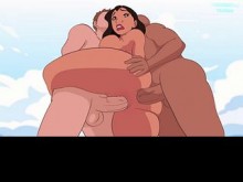 Nani Lilo y Stitch ¡DOBLE PENETRACIÓN y 3 hombres en la playa! hentai (sexo anime porno) 4K 2026