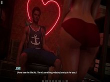 Dominos Beach 23 - Emily entrena a John con boca a boca, HJ, BJ y semen en la cara