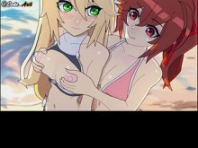 Chicas se montan un trío en la playa y se echan un buen polvo [Subtítulo en español]