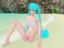 HENTAI 3D Hatsune Miku divirtiéndose en la playa (parte 1)