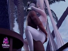 Chico negro se folla a una chica caliente en la casa de la playa