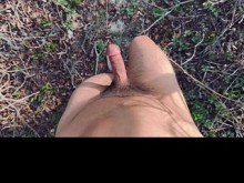 Paseo desnudo temprano en la mañana en una playa pública