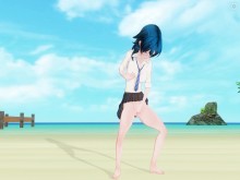 3D HENTAI Colegiala en la playa después de la escuela