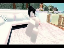 Demasiado cachonda para estar en un condominio de Roblox en la playa