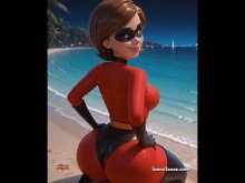 Elastigirl caliente baile en la playa