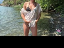 Pillado en acto: esposa amateur sexo en la playa interrumpido