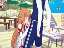 Anime Sword art online Asuna es FOLLADA en la playa.