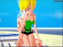 Tinkerbell garganta profunda en la playa &vert; Versión completa y Pov en Sheer & PTRN Fantasyking3